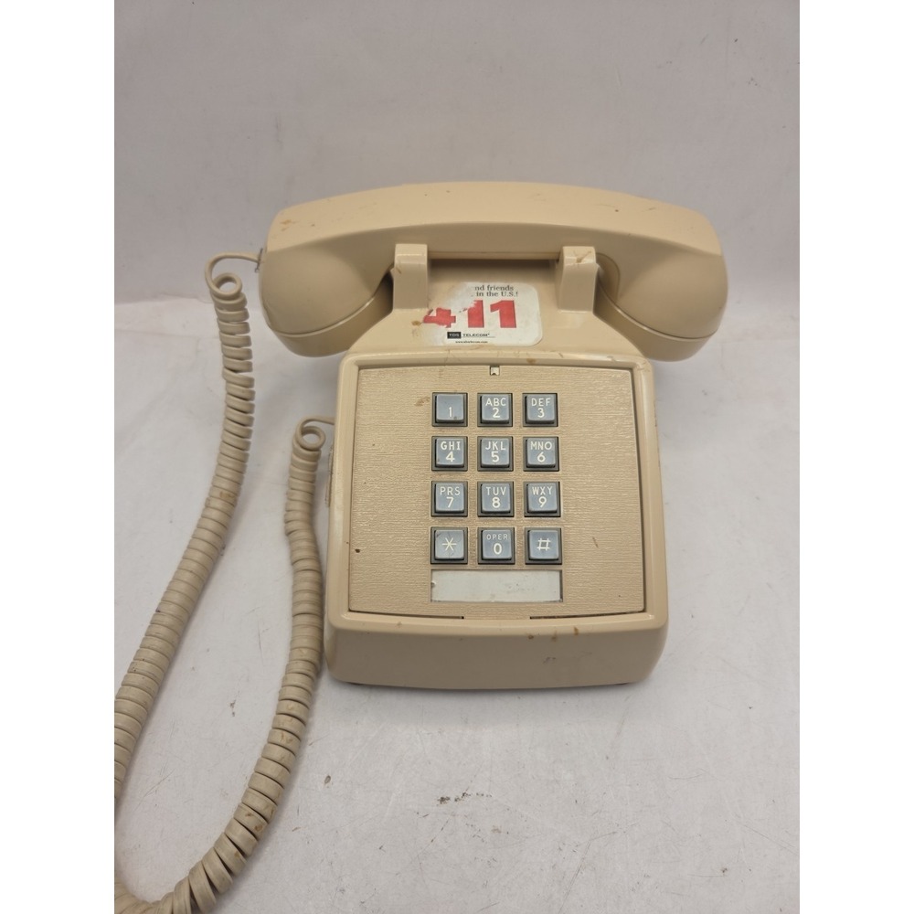 Vintage Cortelco ITT 250044-MBA-20M Push Button Phone Tan